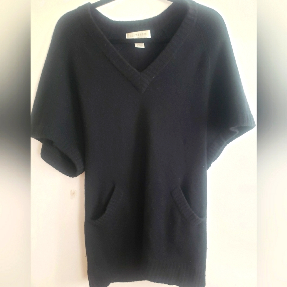 Artisan Women's 100% Pure Cashmere Black Kimono Sleeve Sweater~ Size Large